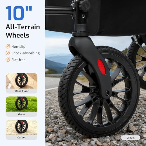 2 in 1 Rollator Walker for Seniors with Seat, Walker Wheelchair Combo, Transport-Wheelchair-Lightweight-Foldable with Adjustable Seat and Handle, 300 Lb. Weight Capacity, Blue