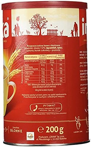 INKA Roasted Grain Coffee Kawa Zbozowa Pack of 6 - 200 Gram Cans