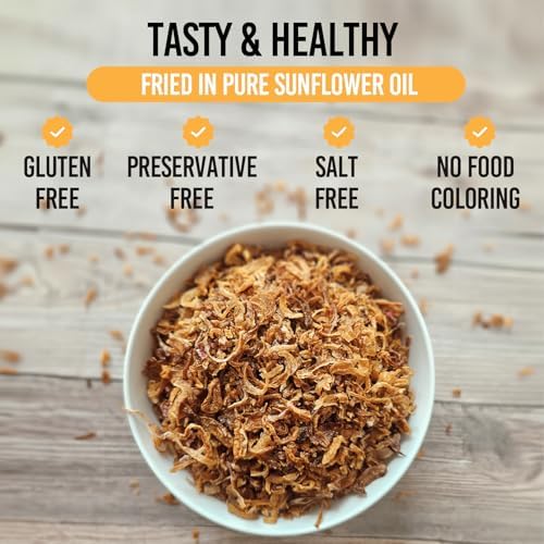 Crispy Fried Onions | 100% Natural (Non-GMO) | Gluten Free | KETO Friendly | No Sodium | Low Carb | Resealable Bag | 16 oz | By Nawabi Life