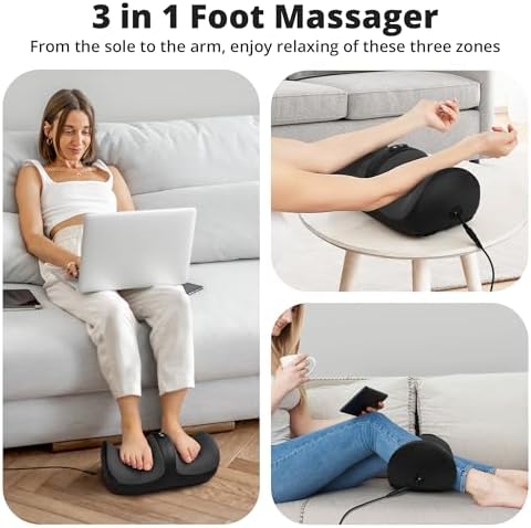 Medcursor Foot Massager with Heat - Foot and Calf Massager with Massage Roller, Deep Massage for Plantar Fasciitis, Pain Relief, Neuropathy, Relax for Home or Office Use (Not Cordless)