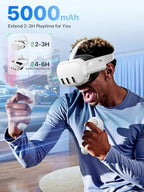 Battery Pack for Meta Quest 3/3S and 2, Accessories for Oculus Quest 2/3/3S, 5000mAh Extended Battery Charger Lightweight VR Accessories VR Headset Power Bank Extra 2-4H Playtime
