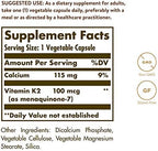 Solgar Naturally Sourced Vitamin K2 (MK-7) 100 mcg - 50 Vegetable Capsules - Supports Bone Health - Whole Food Source from Natto Extract - Non-GMO, Gluten Free - 50 Total Servings