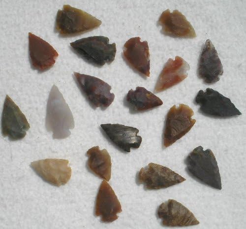 Generic Set 25 Indian Arrowheads Agate New Replica 1/2 " - 1 1/2 " L