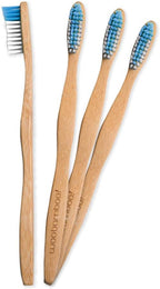 Woobamboo! Bamboo Toothbrush - Adult - Super Soft, BPA Free Nylon Bristles, Eco-Friendly, Plastic Negative, Biodegradable, Compostable, Vegan (Pack of 4)