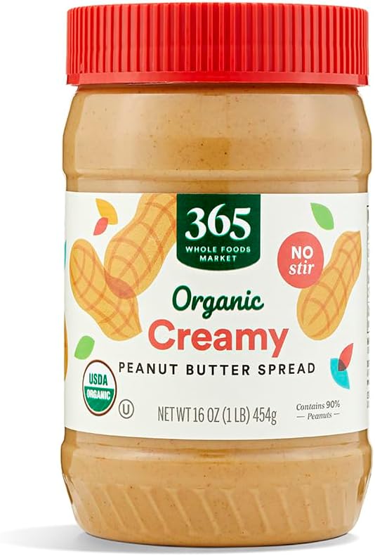 365 by Whole Foods Market, Organic Creamy Peanut Butter Spread, No Stir, 16 Ounce