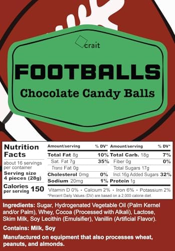 Football Party Favors, Football Chocolate Candy, Football Candy Individually Wrapped Milk Chocolate Balls 1 Pound (About 66 Pieces per Bag)