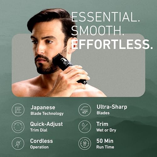 Panasonic Cordless Beard Trimmer for Men with Precision Dial, 19 Adjustable Length Settings, Rechargeable Battery, Washable - ER-GB42-K (Black)