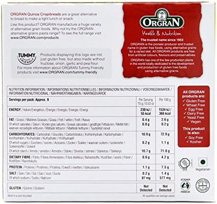 Orgran Toasted Multigrain Crispibread with Quinoa, 4.4-Ounce Boxes (Pack of 6)