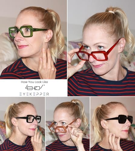 Eyekepper Square Reading Glasses for Women, 5 Pack Stylish Readers Ladies, Cheaters +3.75