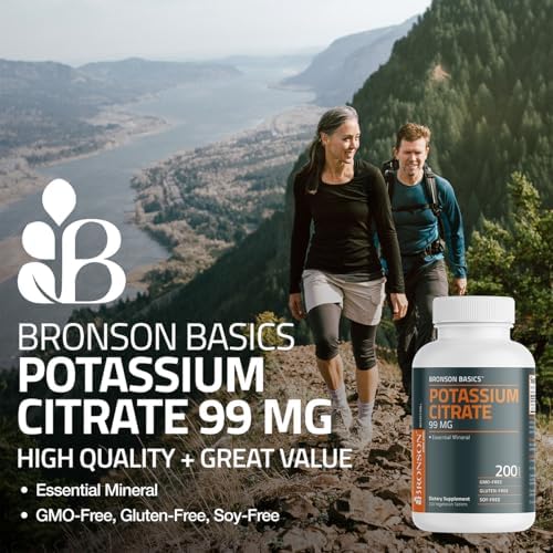 Bronson Potassium Citrate 99mg Essential Mineral Non-GMO, 200 Vegetarian Tablets