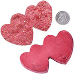 mookaitedecor Titanium Coated Natural Rock Quartz Double Love Heart Crystal Cluster Geode Stone Ornament Specimen for Wedding Home Decoration, Red