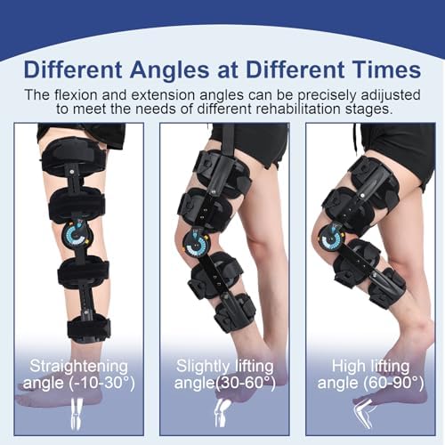 Hinged ROM Knee Brace with Adjustable Locking Dial 0°-120° | Post Surgery Knee Immobilizer & Stabilizer for ACL, Meniscus Tear Recovery | Medical Grade Orthopedic Support with Quick Release Buckle | Fits Men & Women, Left or Right Leg