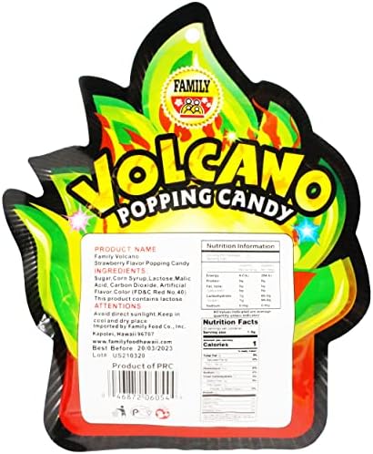 Volcano Strawberry Flavor Popping Candy (1 x 1.06 oz Bag)