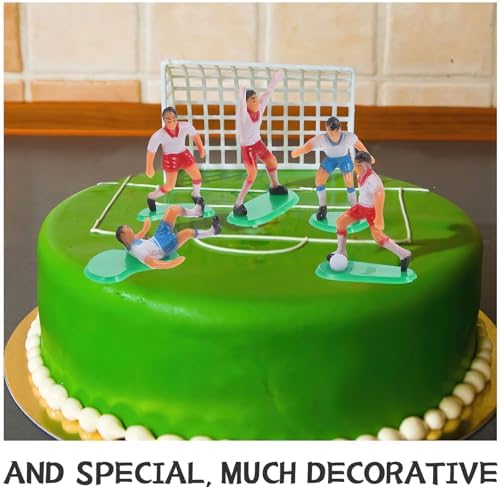 Soccer Cake Decoration Set: Football Theme Miniature Figures with Goal & Players for Birthday Cake Topper, Cupcake Decorations And Landscape Diorama