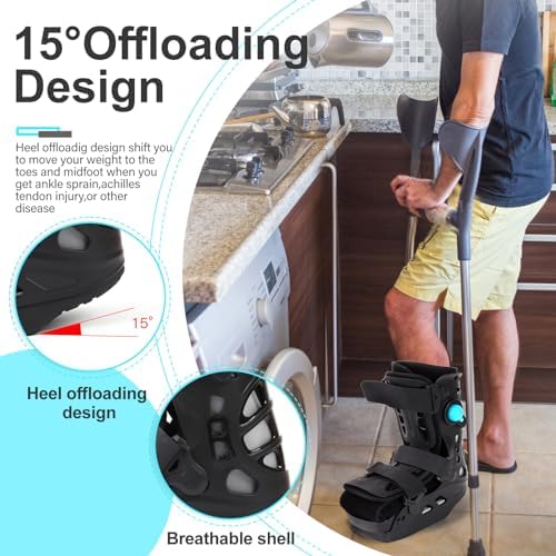 Offloading Walking Boot Inflatable Walker Fracture Boot for Heel Pain or Ankle Sprained Medical Short Air Cam Walker Brace for Fracture, Achilles Tendon Injury, Ulcerations (Large)