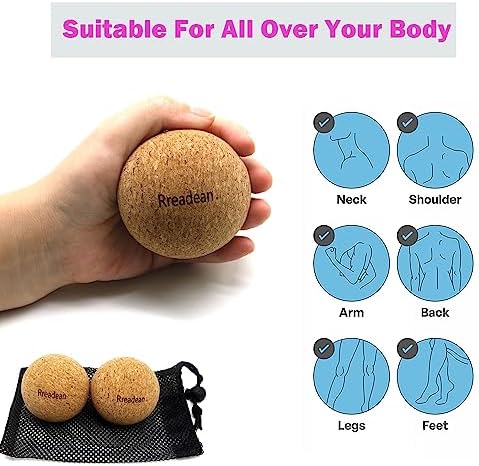 Cork Massage Balls for Fascia Release After Exercise, Yoga,Trigger Point Therapy, Relax Muscles, and Relieve Stress,Set of 2 Classic 2.4 Inch Cork Massage Balls