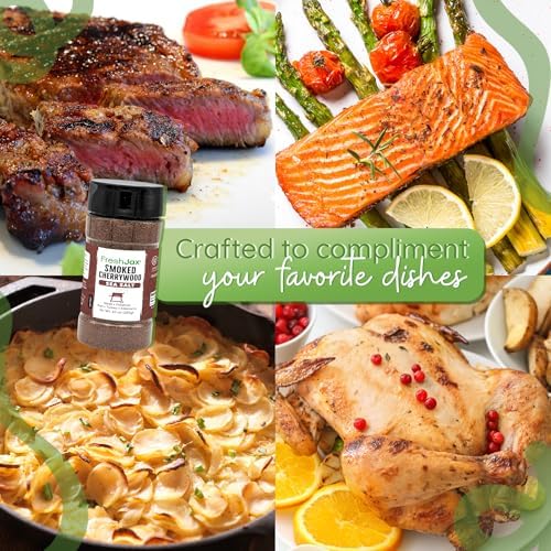 FreshJax Smoked Cherrywood Sea Salt, Gourmet Finishing Seasoning 10 oz | Bold Smoky Flavor for Grilling, Meats, Vegetables, Popcorn, Eggs, Potatoes, Cocktails, Cooking | Kitchen Staple - Made in USA