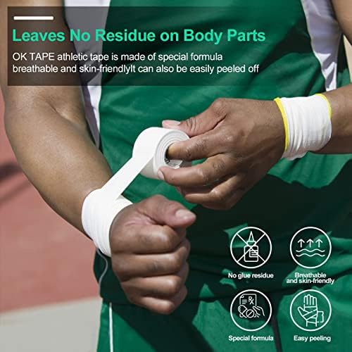 OK TAPE Athletic Sports Tape（4 Packs) - 45ft Per Roll Very Strong Tape for Athlete & Sport Trainers & First Aid Injury Wrap, Perfect for Fingers Ankles Wrist on Bat, Hockey Stick - Pink