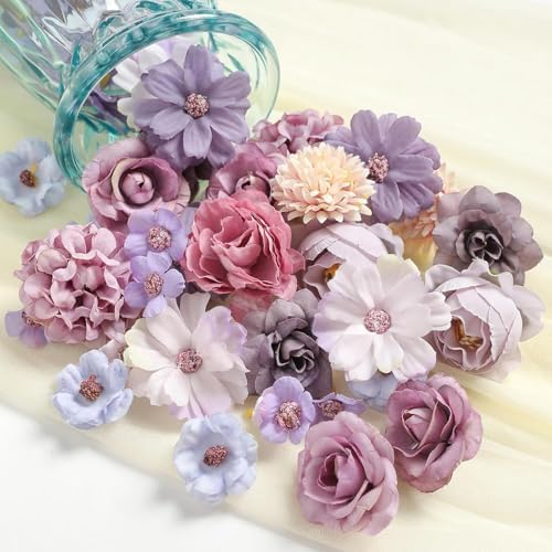 20PCS Artificial Flower Combo Box Set Silk Flowers Fake Roses for DIY Floral Arrangement Wedding Bouquet Centerpieces Home Decoration