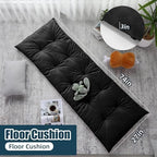 HOMBYS Floor Lounger Pillow Foldable and Tufted Design Long Floor Cushion for Yoga, Reading, Sleeping, Meditation, Elastic Band for Roll Up and Easy Storage, Machine Washable, Black, 74"x27"