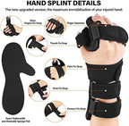 Stroke Resting Hand Splint Right&Left Resting Hand Splint with Finger Separator Functional Night Immobilizer Wrist Finger Brace for Carpel Tunnel Pain,Sprain Fracture,Tendonitis (Left,Black)