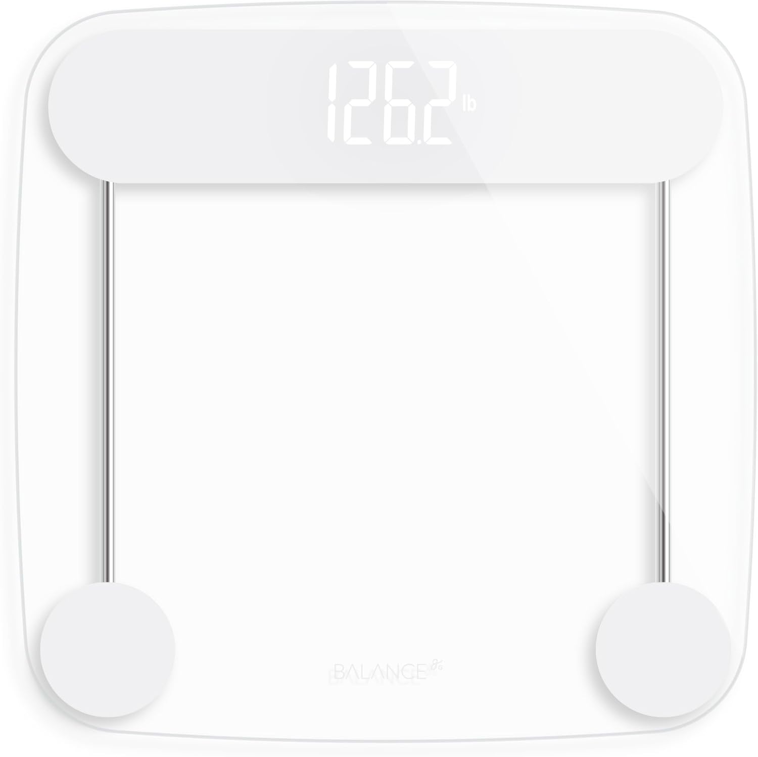 Greater Goods Digital Weight Bathroom Scale, Shine-Through Display, Accurate Glass Scale, Non-Slip and Scratch Resistant, Body Weight (Clear)