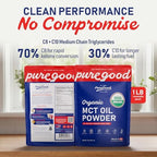 PureGood Organic MCT Oil Powder with Prebiotic Fiber, 1 Pound (16 oz) | C8 & C10 from Coconuts | MCT Oil Coffee Creamer, Unflavored | Non-GMO, Vegan, Kosher, Gluten Free