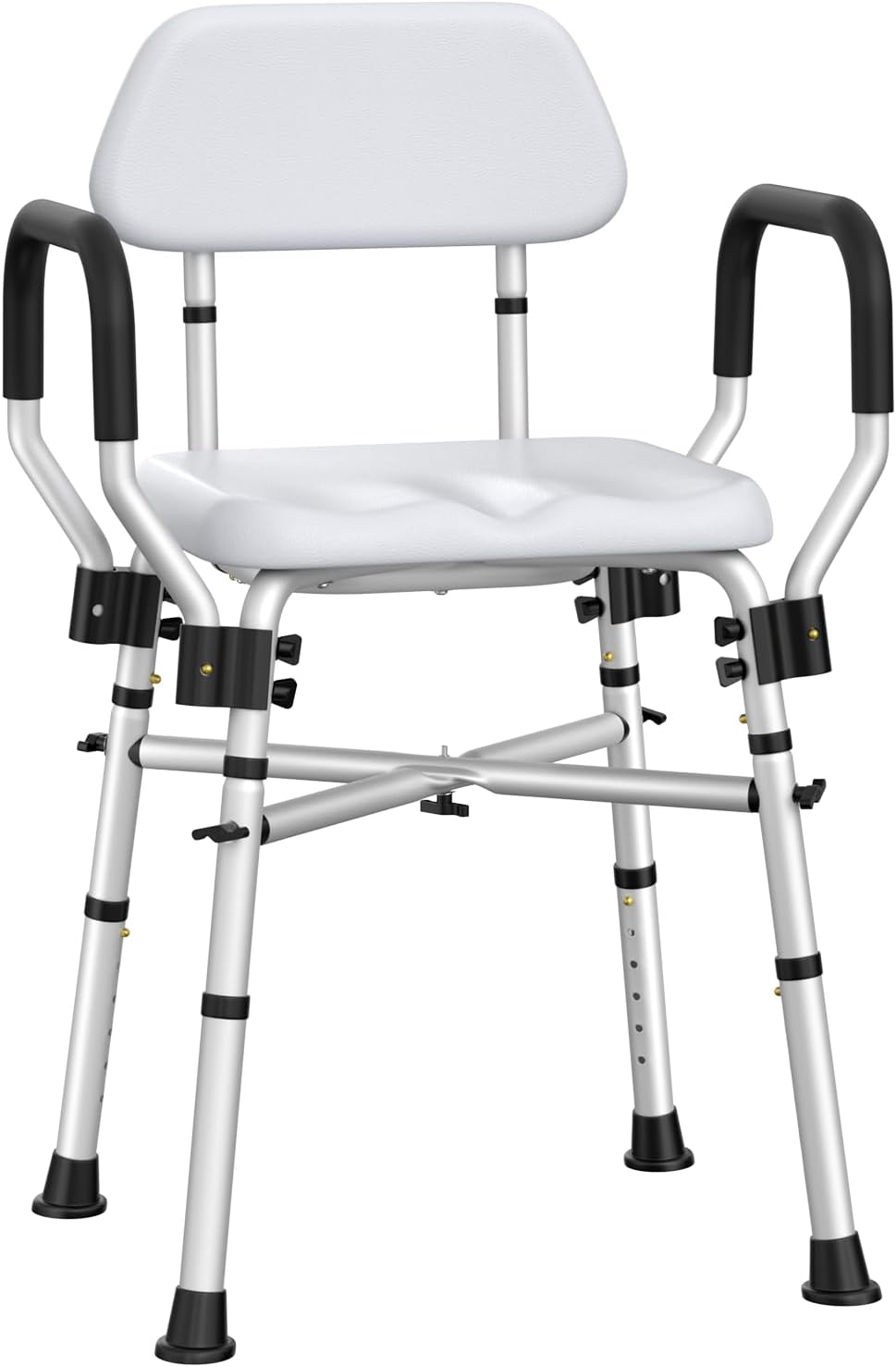 Wayes Padded Shower Chair with Arms and Back, Heavy Duty Shower Seat 500lbs with Reinforced Cross Bar, Adjustable Bath Bench and Stool for Seniors, Elderly, Disabled and Bariatric Adults