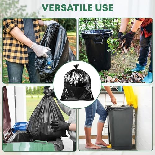 95 Gallon Heavy Duty Trash Bags | 25 Bags w/Ties | Super Large Garbage bags | 1.5 MIL Thickness for Yard, Home and Office Cleanup Disposal - TrashMaster (25)