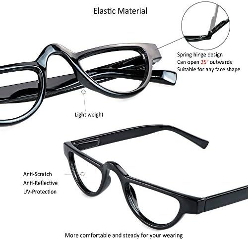 VisionGlobal 4 Pairs Reading Glasses with Spring Hinge for Women/Men, Eyewear Frame (4 Color, +2.00 Magnification)