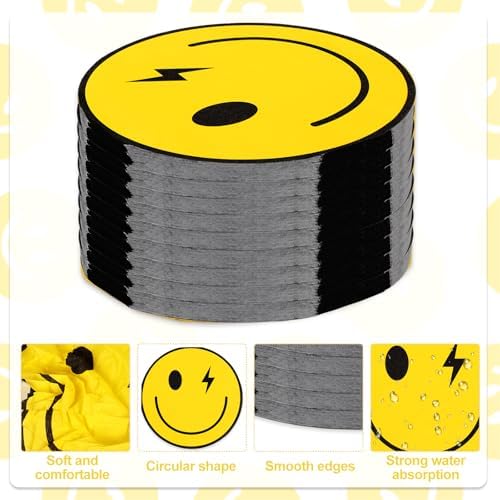 Whaline 100 Pcs Smiling Face Paper Napkins Yellow Happy Smile Disposable Napkins Funny Lunch Dinner Napkin for Preppy Birthday Holiday Party Table Supplies, 6.3 Inch