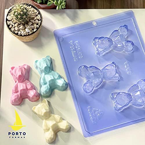 Porto Formas Baby Geometric Bear 3-Part Chocolate Mold, Clear, 80 x 59 x 25 (mm)
