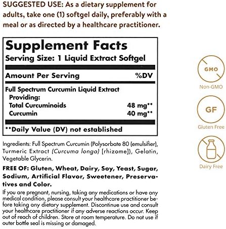 Solgar Full Spectrum Curcumin - 105 LiCaps - Superior Absorption - Brain, Joint & Immune Health - Vegan, Gluten-Free, Non-GMO, Dairy Free - 105 Servings