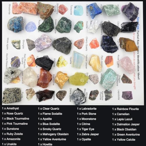 30Pcs Rock & Mineral Collection Kit Natural Rocks for Tumbling Polishing Gemstone Raw Crystals Rough Stones for Wicca & Reiki