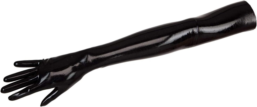 EXLATEX Women's Latex Black Long Gloves Outfits