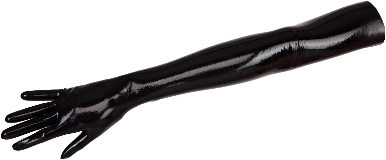 EXLATEX Women's Latex Black Long Gloves Outfits