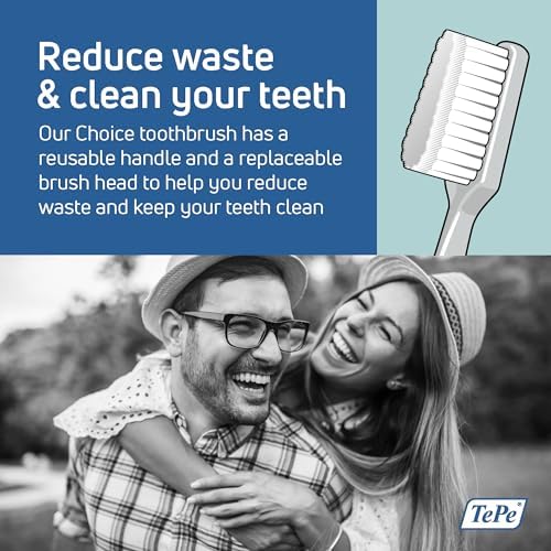 TePe Choice Soft Toothbrush with 3 Replaceable Heads, Gray