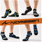 Niorasen Mens Running Socks 6 Pairs with Arch Compression Support, Cushioned Breathable Ankle Socks, Wicking Athletic Sock