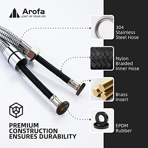 Arofa Stainless Steel Bidet Hose - 47 Inch Handheld Sprayer with Nylon Braided PVC Inner Hose for G 1/2 Connector, Chrome