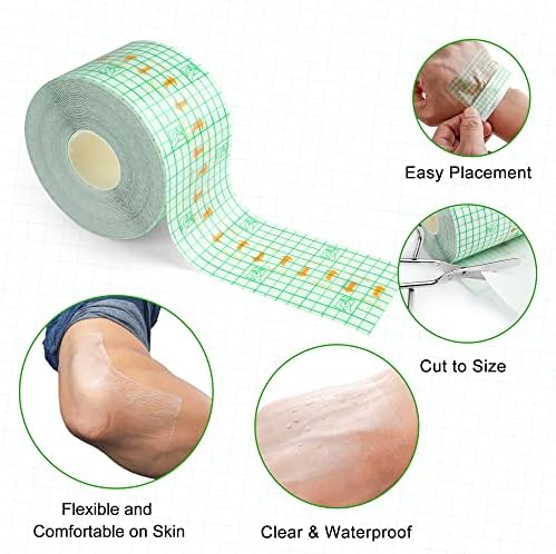 LotFancy Tattoo Aftercare Bandage, 2" x 13 Yards Roll, Waterproof Transparent Film Dressing, Clear Stretchable Adhesive Tattoo Wrap, Protective Film for Second Skin Tattoo Healing