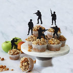 12 PCS Military Soldier Cupcake Toppers，Soldier's Day, Veterans,Glitter Military Theme Navy Army Special Forces Cupcake Picks， Men Boys Birthday Party Decorations Supplies