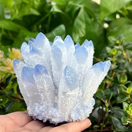 Natural Blue Crystal Cluster, 300-400g, Decorative Mineral Specimen for Home and Office, Healing Crystal Decor, Feng Shui Stone, Unique Desk Ornament & Spiritual Gift