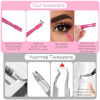 Lash Tweezers for Eyelash Clusters Stainless Steel Applicator Flat-Tip Professional Applicator for Individual Lashes DIY Eyelash Extensions Ergonomic Handle Safe Blunt Design Easy for Beginners