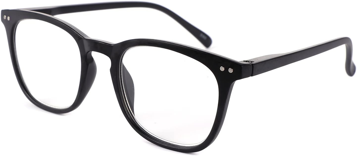 JiSoo Reading Glasses Women 1.5 Stylish Designer Readers 1.5, Womens Reading Glasses 1.5+ with Spring Hinge, Black