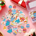 300 Pieces Easter Cake Toppers Edible Cupcake Topper Wafer Paper Birthday Decor for Easter Theme Party Cake Cupcake Rabbit Chicken Gnome Eggs