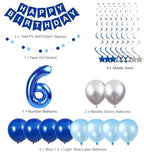 BRT Bearingshui Children's 6th Birthday Decorations Supplies for Kids Boys, Happy Birthday Banner, Blue Number 6 Birthday Balloon