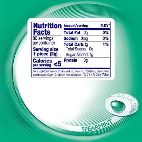 Mentos Pure Fresh Sugar-Free Chewing Gum with Xylitol, Spearmint, in a recyclable 90% Paperboard Bottle, 80 Piece, Pack of 4 Bottles
