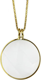 Mini Portable 5X Magnifer 42mm/1.7" with Alloy Chain Necklace Hanging Magnifying Glass for Reading Newspaper,Magazine,Map, Science Class,Hobby, Jewelry,Inspects,Rocks,Low Vision (Gold)