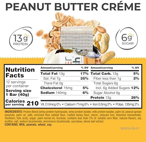 Power Crunch Protein Energy Bars, Peanut Butter creme 1.4oz, 12 Count