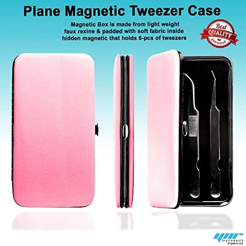 PU Leather Empty Tweezers Storage Bag Magnetic Lash Tweezers Case Anti- Organizer for Eyelash Grafting Extension Tweezers (Light Pink)